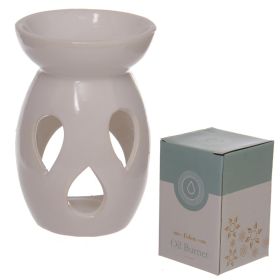 Eden White Simple Tear Drop Cut-Out Ceramic Oil & Wax Burner Eden White Simple Tear Drop Cut-Out Ceramic Oil & Wax Burner