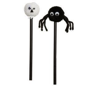 Skull & Spider Pom Pom Pencil Skull & Spider Pom Pom Pencil