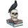 Crow Standing on Skull & Books Ornament