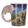 Elephant Savannah Decal Ceramic Shaped Handle Mug