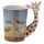 Giraffe Savannah Decal Ceramic Shaped Handle Mug