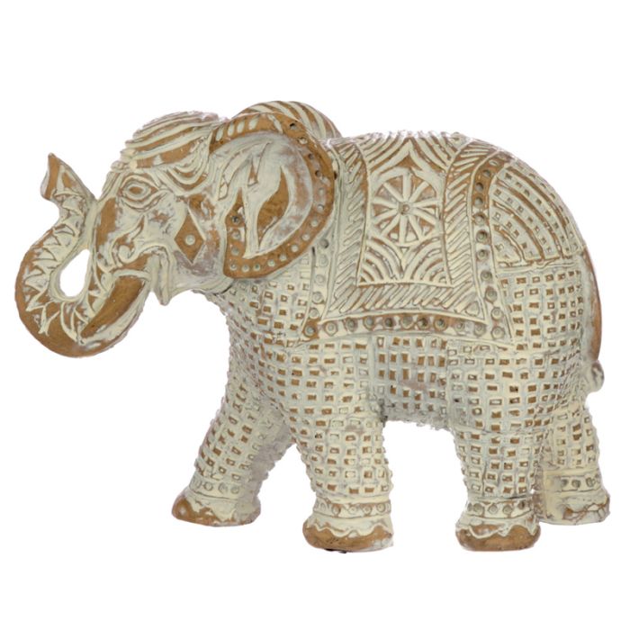 Brushed White & Gold Medium Thai Elephant Figurine