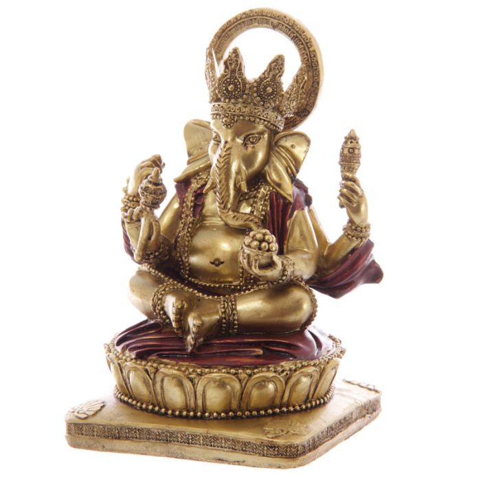 Gold & Red Ganesh Statue 14cm