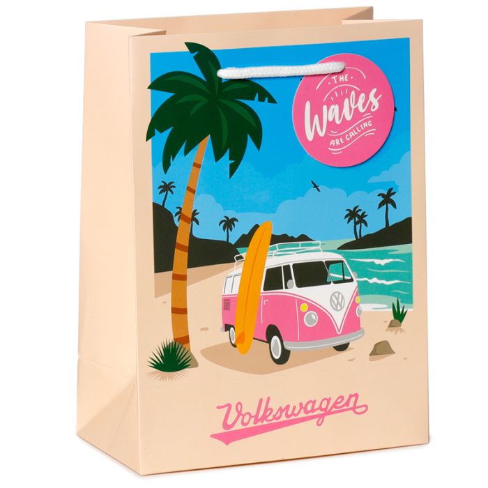 Volkswagen VW T1 Camper Bus Waves are Calling Gift Bag Medium