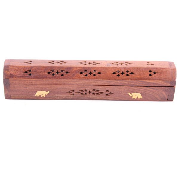Sheesham Wood Ashcatcher Incense Burner Box Elephants