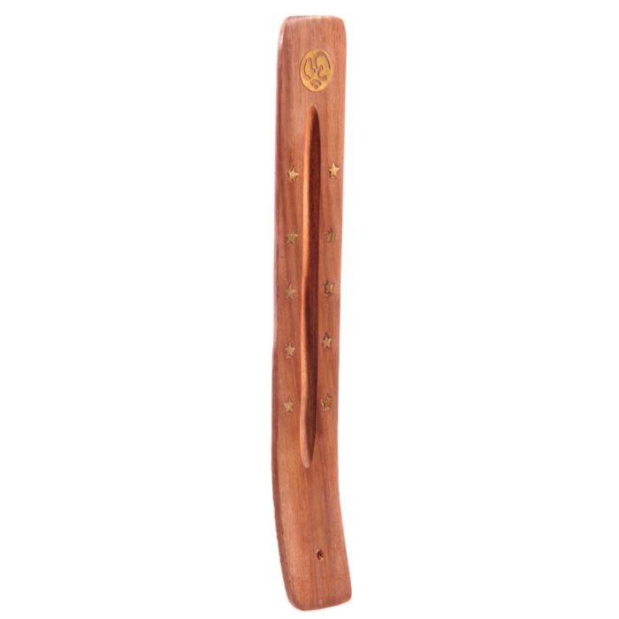 Sheesham Wood Ashcatcher Incense Stick Burner Symbol & Stars