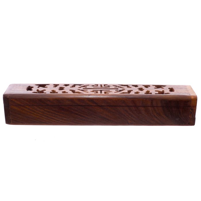 Sheesham Wood Carved Ashcatcher Incense Burner Box