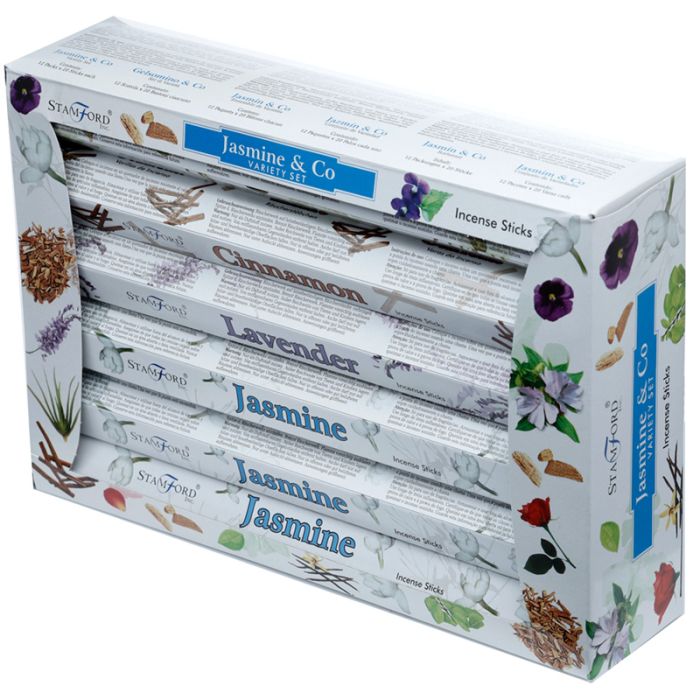 37332 Stamford Hex Incense Sticks 12 Pack Variety Set Jasmine & Co