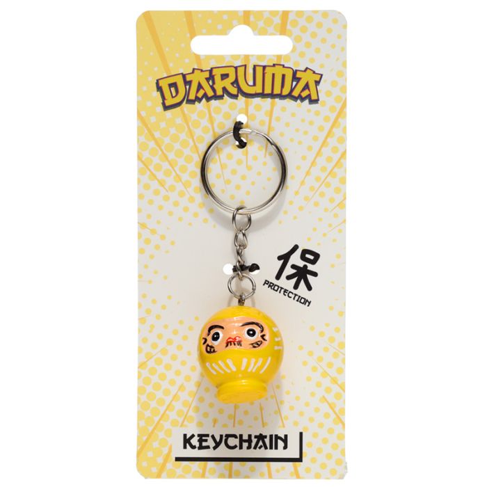 Yellow Japanese Daruma Doll Keyring