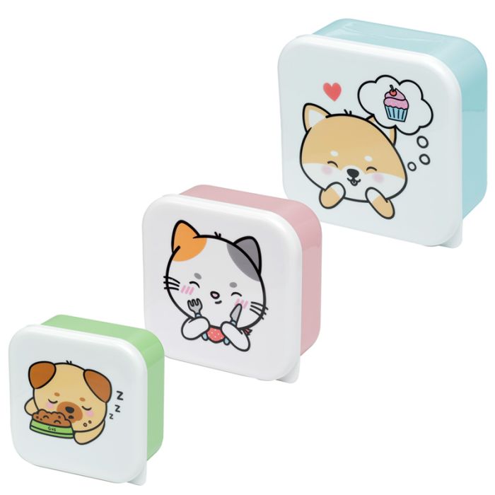 Set of 3 Lunch Box S/M/L Adoramals Pets