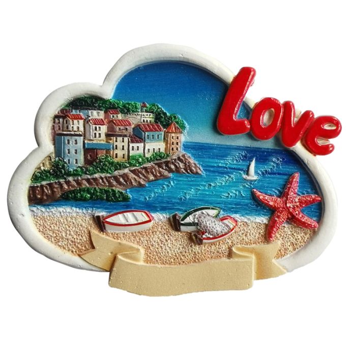 3D Printed Souvenir Seaside Magnet Cloud Shaped Love
