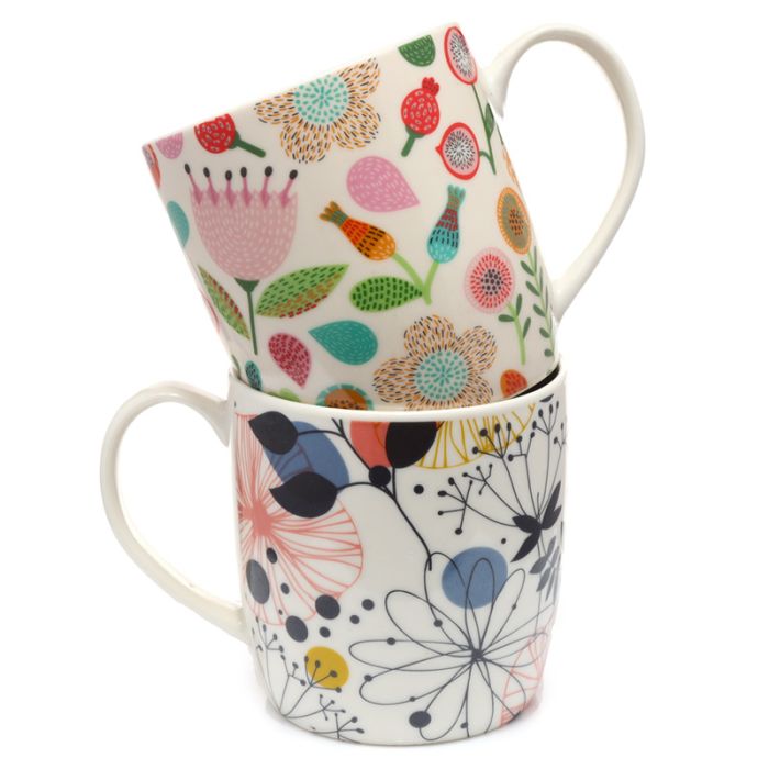 Autumn Falls & Wisewood Set of 2 Pick of the Bunch Porcelain Mugs