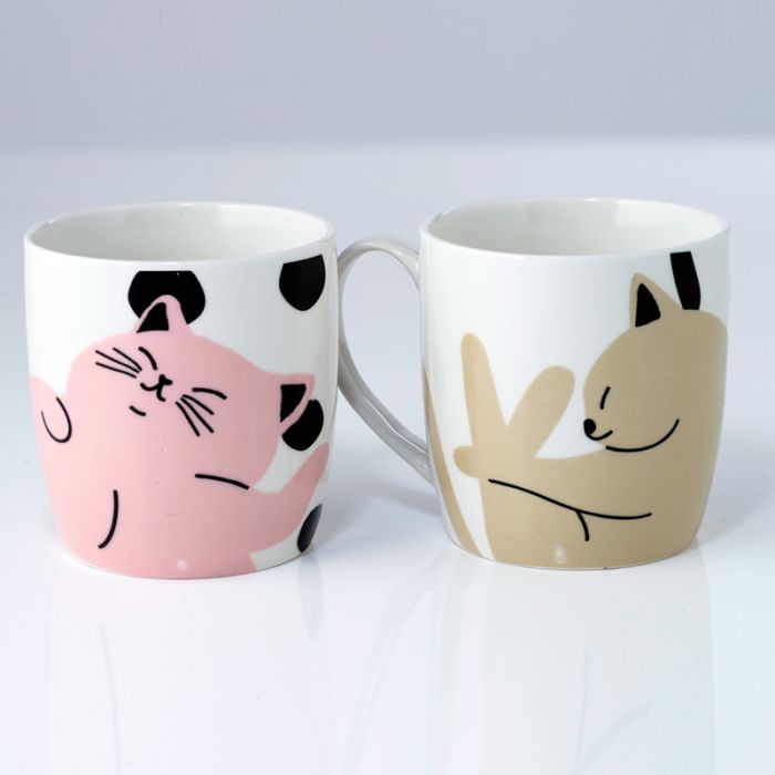 SECONDS Cat's Life Set of 2 Porcelain Mugs