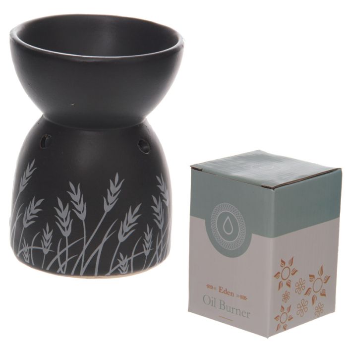 Eden Grass Design Black Ceramic Oil & Wax Burner