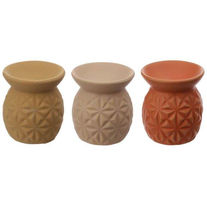Eden Ceramic Oil Burner with Embossed Triangle Pattern