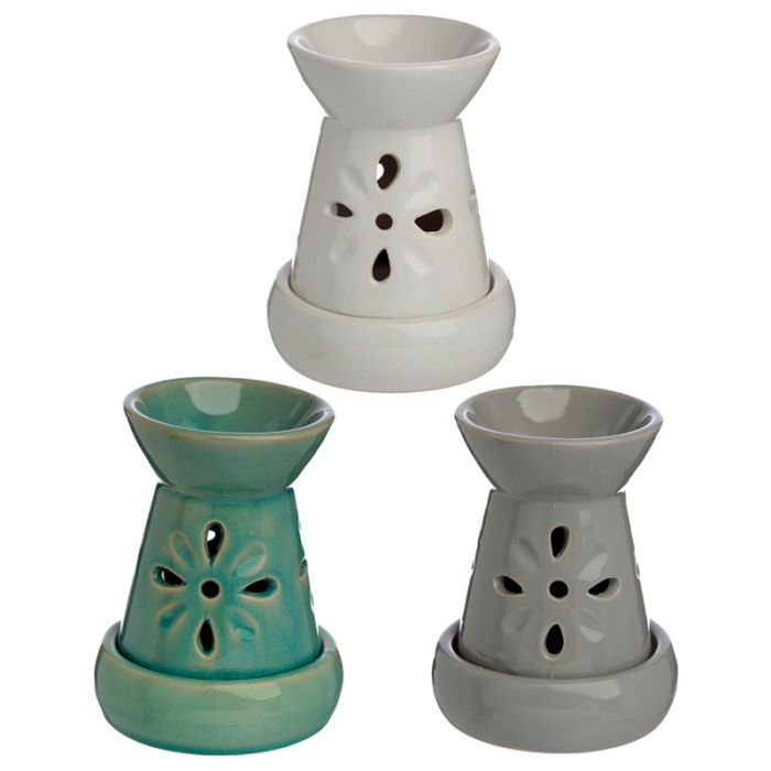 Eden Ceramic Oil & Wax Burner with Flower Cut-out