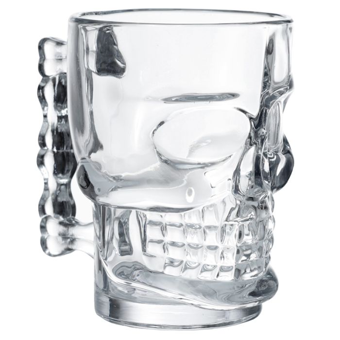 Decorative Skulls and Roses Glass Skull Head Shaped Stein Tankard