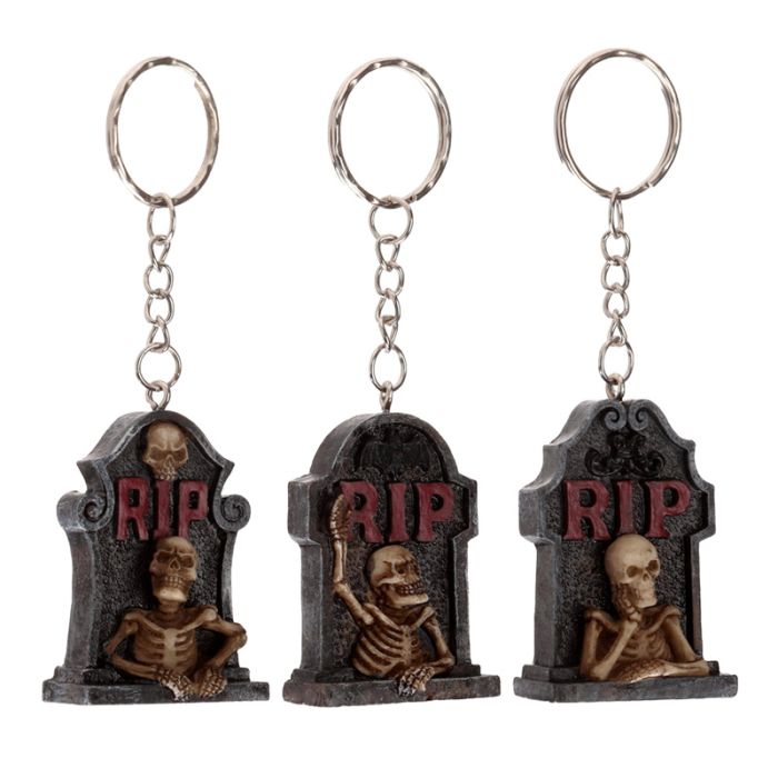 RIP Skeleton Tombstone Keyring