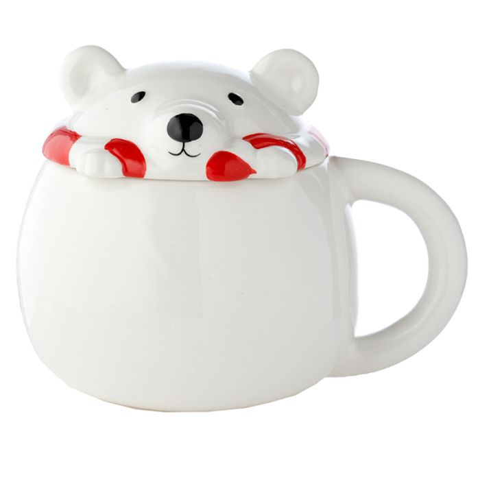 Adoramals Polar Bear Peeping Lid Ceramic Lidded Animal Mug