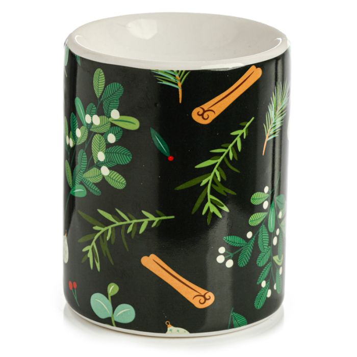 Mistletoe & Pine Christmas Festive Floral Printed Ceramic Oil Burner