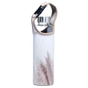 Pampas Grass Glass Water Bottle with Protective Sleeve Pampas Grass Glass Water Bottle with Protective Sleeve