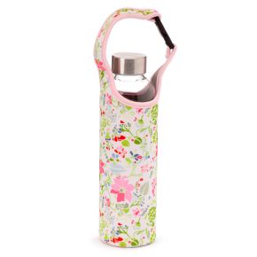 Julie Dodsworth Pink Botanical Glass Water Bottle with Protective Sleeve Julie Dodsworth Pink Botanical Glass Water Bottle with Protective Sleeve