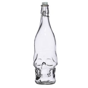 Skulls & Roses Clear Glass Skull Shaped Water Bottle 1L Skulls & Roses Clear Glass Skull Shaped Water Bottle 1L