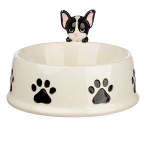 Dog Squad French Bulldog on Rim Ceramic Pet Food Water Bowl Dog Squad French Bulldog on Rim Ceramic Pet Food Water Bowl