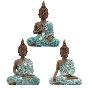 Thai Buddha, Brown, White & Turquoise Lotus Thai Buddha, Brown, White & Turquoise Lotus