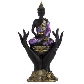 Purple, Gold & Black Thai Buddha Sitting in Hands Purple, Gold & Black Thai Buddha Sitting in Hands