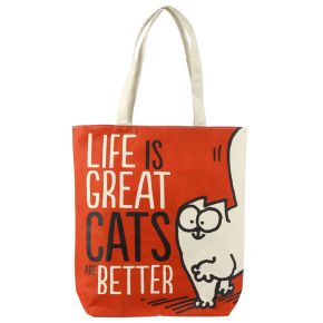 Life is Great Cat's are Better Simon's Reusable Cat Zip Up Cotton Bag Life is Great Cat's are Better Simon's Reusable Cat Zip Up Cotton Bag