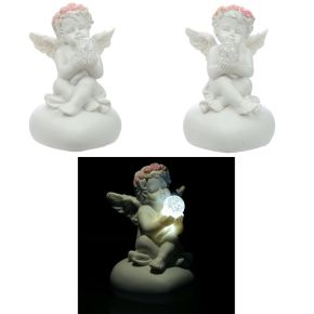 Rosebud LED Crystal Ball Cherub Rosebud LED Crystal Ball Cherub
