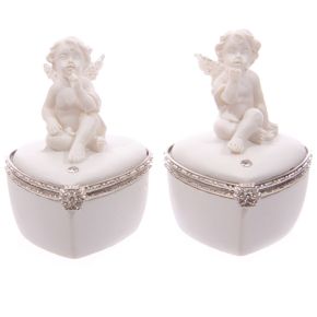 White Cherub Heart Shaped Pill Box White Cherub Heart Shaped Pill Box