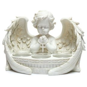 White Cherub 3 Tea Light Candle Holder White Cherub 3 Tea Light Candle Holder