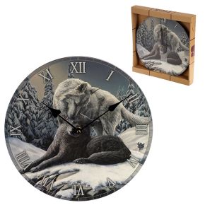 Lisa Parker Snow Kisses Wolf Picture Clock Lisa Parker Snow Kisses Wolf Picture Clock