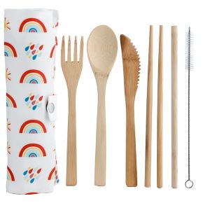 Somewhere Rainbow 100% Natural Bamboo Cutlery 6 Piece Set Somewhere Rainbow 100% Natural Bamboo Cutlery 6 Piece Set
