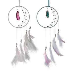 White Sickle Crescent Moon Dreamcatcher with Agate Charm White Sickle Crescent Moon Dreamcatcher with Agate Charm