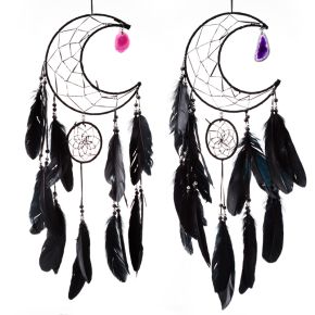 Black Sickle Crescent Moon Dreamcatcher with Agate Charm Black Sickle Crescent Moon Dreamcatcher with Agate Charm