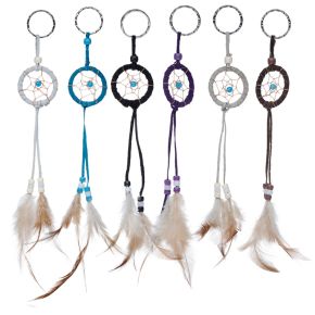 Mini Feather Dreamcatcher Key Ring with Beads Mini Feather Dreamcatcher Key Ring with Beads