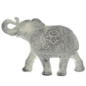 Brushed White Medium Thai Elephant Figurine Brushed White Medium Thai Elephant Figurine