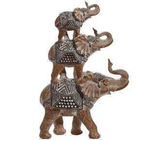 Wooden Effect Stacked Elephant Figurine Wooden Effect Stacked Elephant Figurine