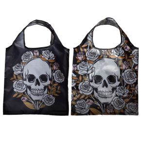 Foldable Reusable Shopping Bag Skulls & Roses Foldable Reusable Shopping Bag Skulls & Roses