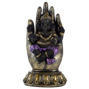 Purple, Gold & Black Ganesh in Hand Purple, Gold & Black Ganesh in Hand