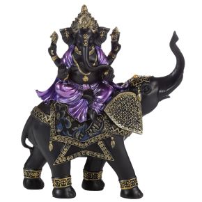 Purple, Gold & Black Ganesh Riding Elephant Purple, Gold & Black Ganesh Riding Elephant