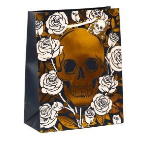 Metallic Skulls and Roses Gift Bag Large Metallic Skulls and Roses Gift Bag Large