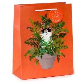 Kim Haskins Floral Cat in Fern Red Gift Bag Large Kim Haskins Floral Cat in Fern Red Gift Bag Large