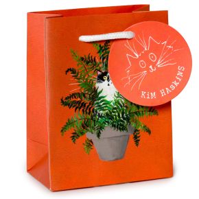 Kim Haskins Floral Cat in Fern Red Gift Bag Small Kim Haskins Floral Cat in Fern Red Gift Bag Small