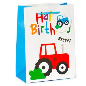 Happy Birthday Little Tractors Gift Bag Medium Happy Birthday Little Tractors Gift Bag Medium