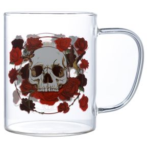 Skulls and Roses Glass Mug Skulls and Roses Glass Mug