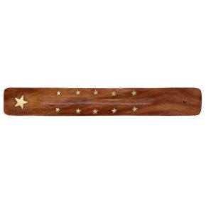 Sheesham Wood Ashcatcher Incense Stick Burner with Brass Star Inlay Sheesham Wood Ashcatcher Incense Stick Burner with Brass Star Inlay